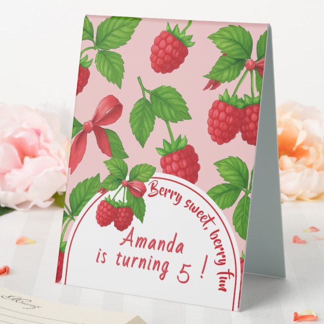 Berry Sweet Raspberry Kids Birthday Party -  Table Tent (In SItu (Wedding))