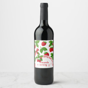 Berry Sweet Raspberry Kids Birthday Party -  Wine Label