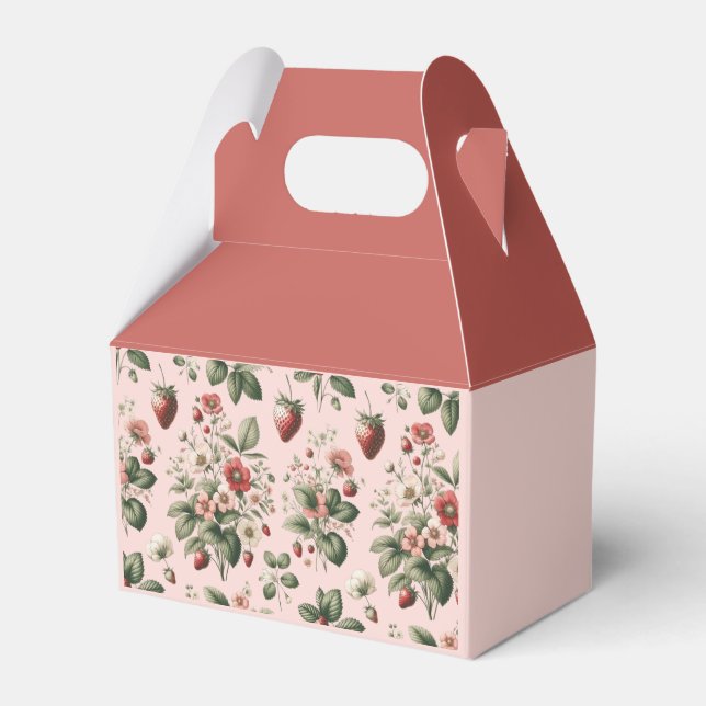 Berry Sweet Red and Pink Strawberry Favor Boxes (Front Side)