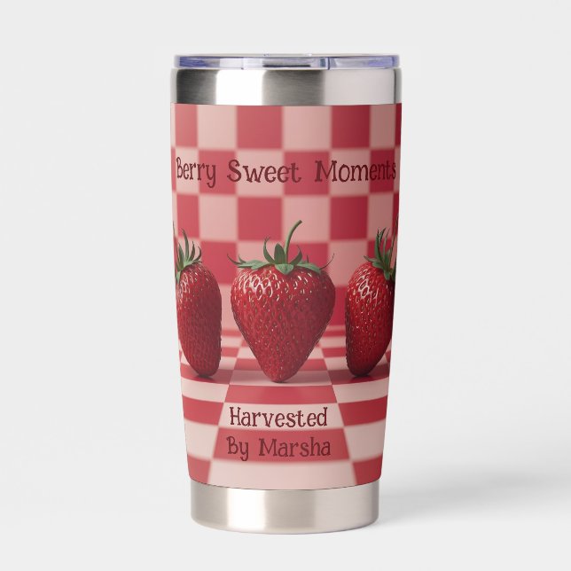 Berry Sweet Red Checkered Strawberry Tumbler (Front)