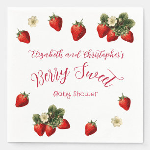 Berry Sweet Red Strawberry Couples Baby Shower Napkins