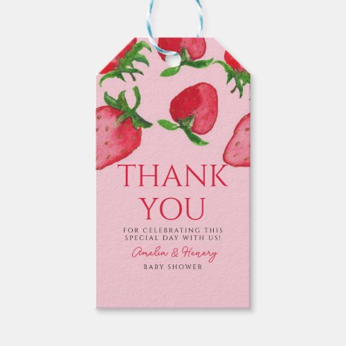Berry Sweet Red Strawberry Girl Baby Shower Gift Tags