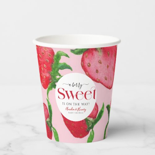 Berry Sweet Red Strawberry Girl Baby Shower  Paper Cups