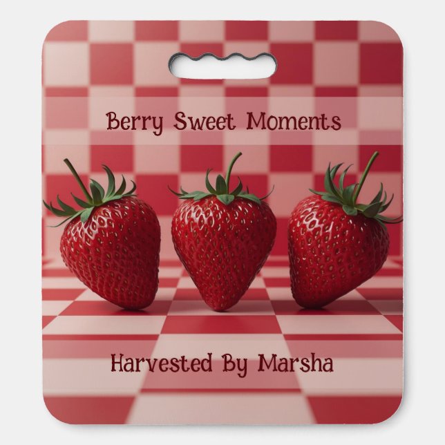 Berry Sweet Red Strawberry Picnic Kneeling Pad (Front Vertical)