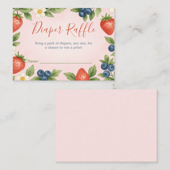 Berry Sweet Rustic Design Diaper Raffle Card (Front/Back)