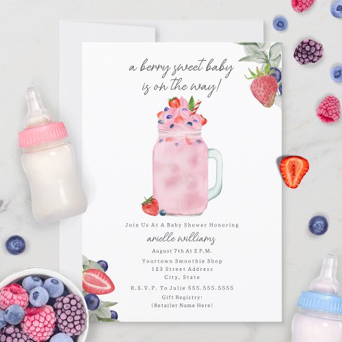 Berry Sweet Smoothie Baby Shower Invitation