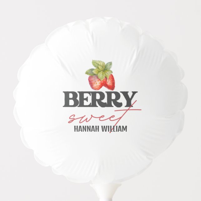Berry Sweet Strawberries Baby Shower Balloon (Front)