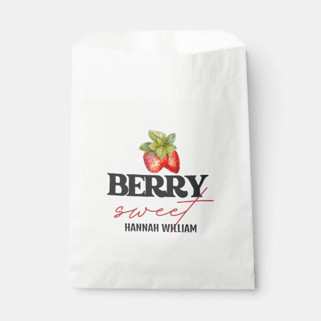 Berry Sweet Strawberries Baby Shower Favor Bag (Front)