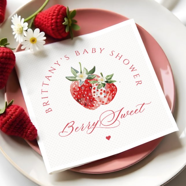 Berry Sweet Strawberries Baby Shower Napkins (Creator Uploaded)