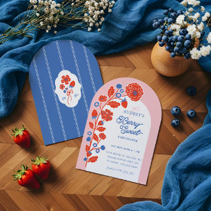 Berry Sweet Strawberries, Blueberries & Blooms Invitation