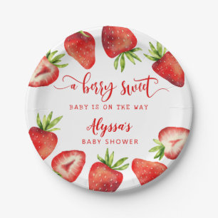 Berry Sweet Strawberries Girl Baby Shower Paper Plates