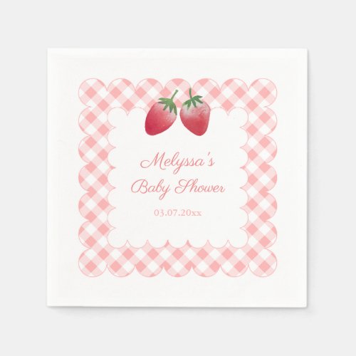 Berry Sweet Strawberries Theme Baby Shower Party Napkins
