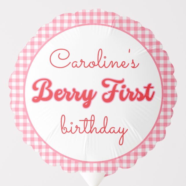 Berry Sweet Strawberry 1st Birthday Party Balloon (Front)