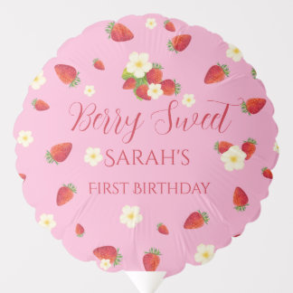 Berry Sweet Strawberry 1st Birthday Party Balloon