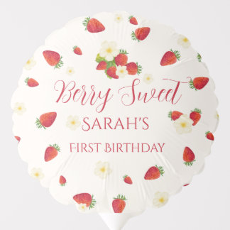 Berry Sweet Strawberry 1st Birthday Party Balloon