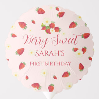 Berry Sweet Strawberry 1st Birthday Party Balloon