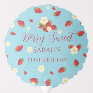 Berry Sweet Strawberry 1st Birthday Party Balloon