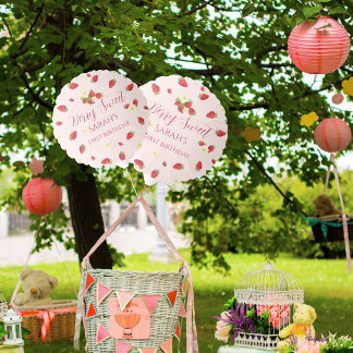 Berry Sweet Strawberry 1st Birthday Party Balloon