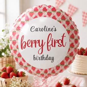 Berry Sweet Strawberry 1st Birthday Party Balloon