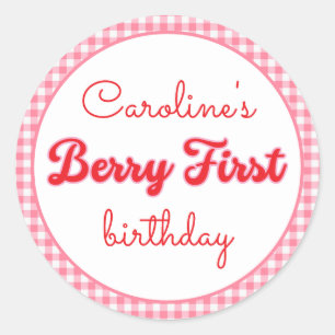 Berry Sweet Strawberry 1st Birthday Party Classic Round Sticker