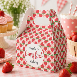 Berry Sweet Strawberry 1st Birthday Party Favor Boxes
