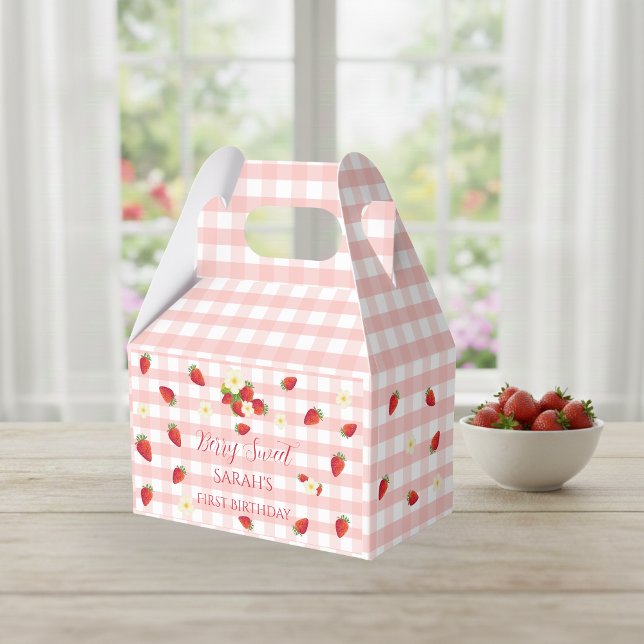Berry Sweet Strawberry 1st Birthday Party Gift  Favor Boxes (Berry Sweet Strawberry 1st Birthday Party Gift Favor Boxes)
