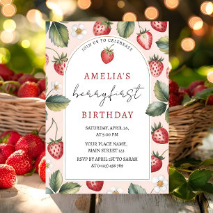 Berry Sweet Strawberry 1st Birthday Party Invitation