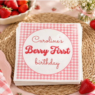 Berry Sweet Strawberry 1st Birthday Party Napkins
