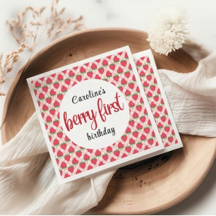 Berry Sweet Strawberry 1st Birthday Party Napkins