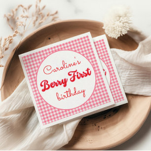 Berry Sweet Strawberry 1st Birthday Party Napkins