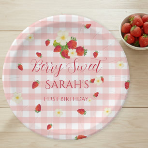 Berry Sweet Strawberry 1st Birthday Party Paper Plates