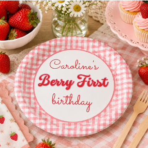 Berry Sweet Strawberry 1st Birthday Party Paper Plates
