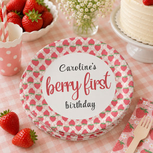 Berry Sweet Strawberry 1st Birthday Party Paper Plates