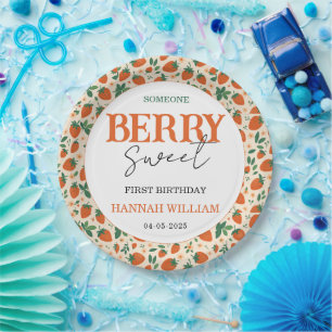 Berry Sweet Strawberry 1st Birthday Party Paper Plates