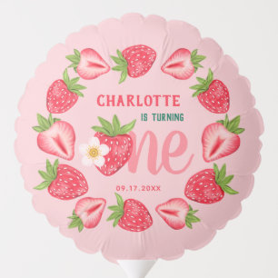 Berry Sweet Strawberry 1st Birthday Pink Party Balloon