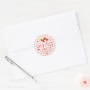 Berry Sweet Strawberry 3rd Birthday Party  Classic Round Sticker