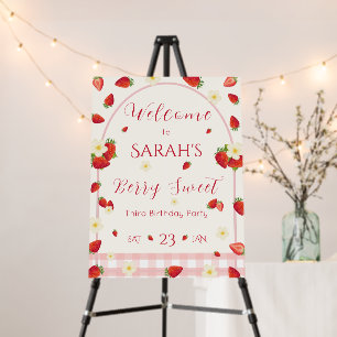 Berry Sweet Strawberry 3rd Birthday Party Welcome Foam Board