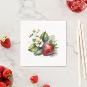 Berry Sweet Strawberry and Flower Napkins