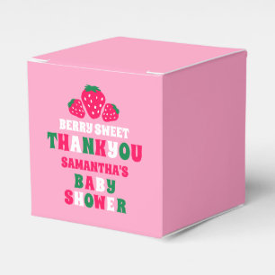 Berry Sweet Strawberry Baby Girl Shower Thank You Favor Boxes
