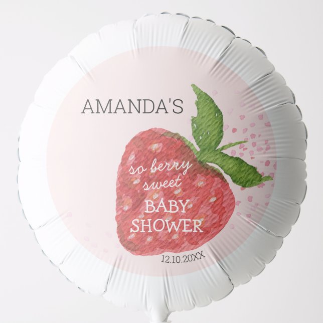 Berry Sweet Strawberry Baby Shower  Balloon (Front)