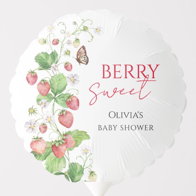Berry Sweet Strawberry Baby Shower Balloon (Front)