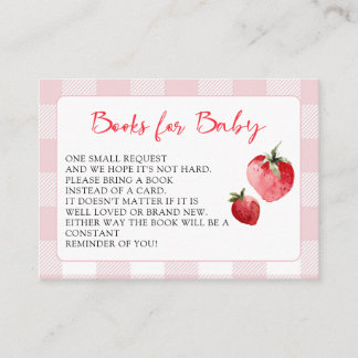 Berry Sweet Strawberry Baby Shower Book Request Enclosure Card