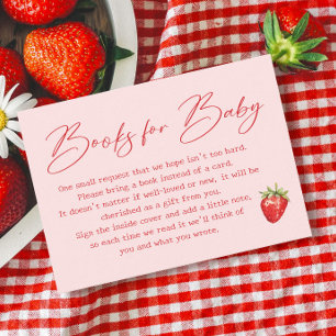 Berry Sweet Strawberry Baby Shower Book Request Enclosure Card
