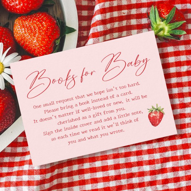 Berry Sweet Strawberry Baby Shower Book Request Enclosure Card (Creator Uploaded)
