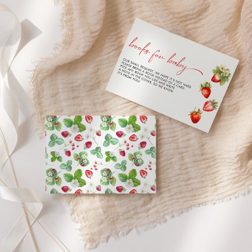 Berry Sweet Strawberry Baby Shower Book Request Enclosure Card