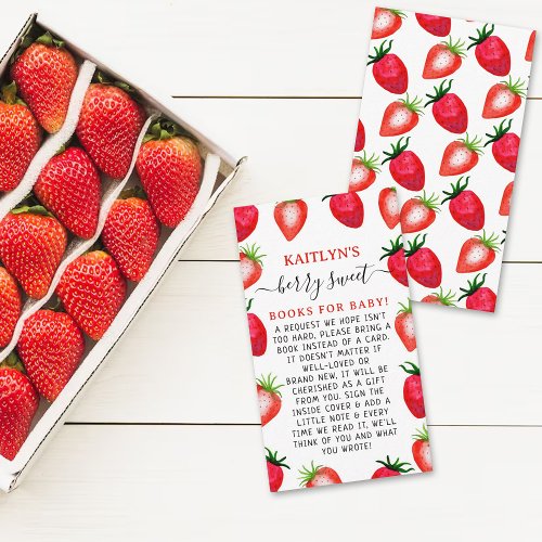 Berry Sweet Strawberry Baby Shower Book Request Enclosure Card