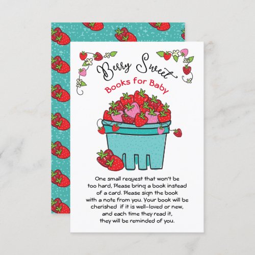 Berry Sweet Strawberry Baby Shower Books for Baby Invitation