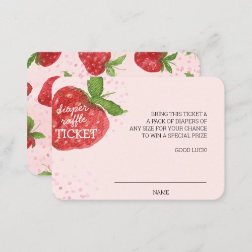 Berry Sweet Strawberry Baby Shower Diaper Raffle Enclosure Card