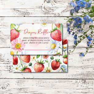 Berry sweet strawberry baby shower diaper raffle enclosure card