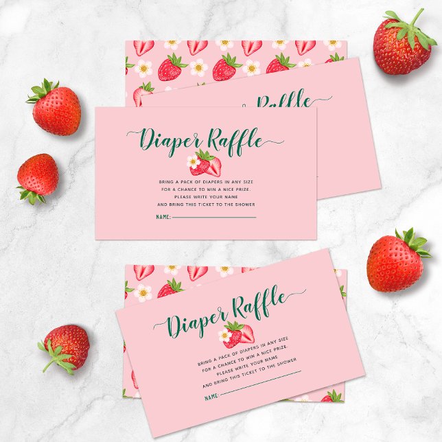 Berry Sweet Strawberry Baby Shower Diaper Raffle Enclosure Card (Creator Uploaded)